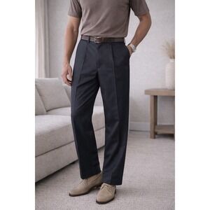 Britches Italy 100 Wool Dress Pants 42L Gray Pleated Cuffed Made in Italy Winsto